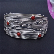 925 Silver Sticks knitted Carnelian Cuff