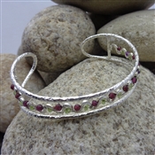 Silver Cuff with garnet gemstone