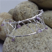 925 Sterling Silver Wire Warp Amethyst Cuff 