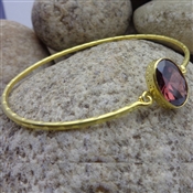 18K Gold Plated 925 Sterling Silver Pink Quartz Bangle