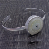 925 Sterling Silver Natural White Druzy Bangle
