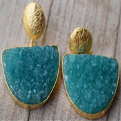 D shape Handmade Sterling Silver Gold Plated DRUZY Stone Earring