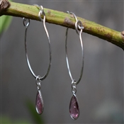 PINK TURMALINE Drop Hoop Earring