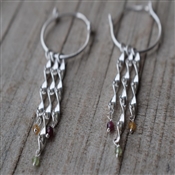 MULTI TURMALINE Twisted 925 Sterling Silver Handmade Earring