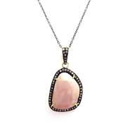Pink Sapphire Diamond Sterling Silver Necklace 