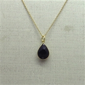 Gold Plated Black Onyx Drop Necklace  