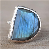 Hot Sale New Arrival Blue Fire Labradorite Gemstone 925 Sterling Silver Ring