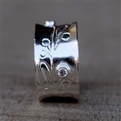 White Zircon Wide Band 925 Sterling Silver Ring