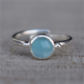 Stackable Designer Ring Natural Acqua Chalcedony Ring Solid