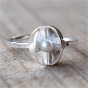 PEARL Stackable Designer Ring Natural Solid 925 Sterling Silver Ring