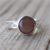 GREY MOONSTONE 925 Sterling Silver Ring Statement Rings