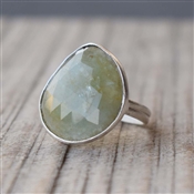 Peel green stone color Natural Gemstone Ring Handmade Solid 925 Sterling Silver Ring