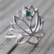 GREEN ONYX Gemstone Ring Lotus 925 Sterling Silver Ring