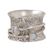 Silver Spinner Peal Spinner Ring