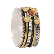 Mix Metal Ball Coral Spinner Ring