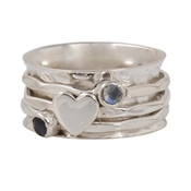 Silver Spinner heart Labradorite Ring