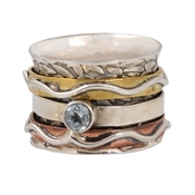 Silver Spinner blue topaz Ring