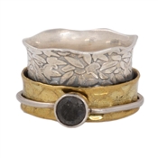 Silver Spinner metal band Labradorite ring